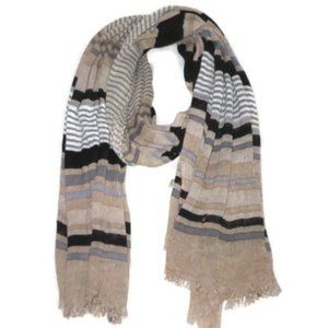 CALVIN KLEIN Modern Beach Neutrals Multicolor Striped Scarf